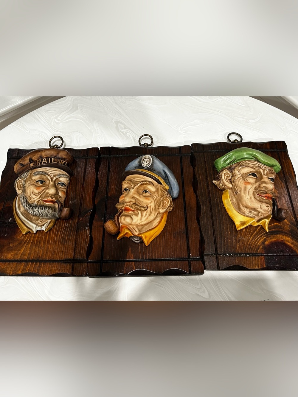 1960s Japan Lefton Kitsch Wall Plaque Sailor Roadman Oldman originals w:sticker